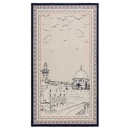 Portable Sejadah Prayer Mat – Velvet, Linen, and Chenille with Compact Storage (Al-Quds)