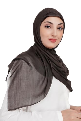 Soft Hijab Scarf 100% Modal | Lightweight | Breathable For Women - color: Dark Brown