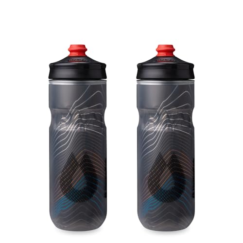 HydraPak | Polar Bottle - Polar Surge Insulated Bike Water Bottle 2-Pack - High Flow, Cycling & Sports Squeeze Bottle (Ascent Black, 600ml / 20oz) - color: Ascent Black, style: 20oz/600ml