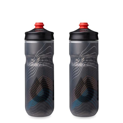 HydraPak | Polar Bottle - Polar Surge Insulated Bike Water Bottle 2-Pack - High Flow, Cycling & Sports Squeeze Bottle (Ascent Black, 600ml / 20oz) - color: Ascent Black, style: 20oz/600ml