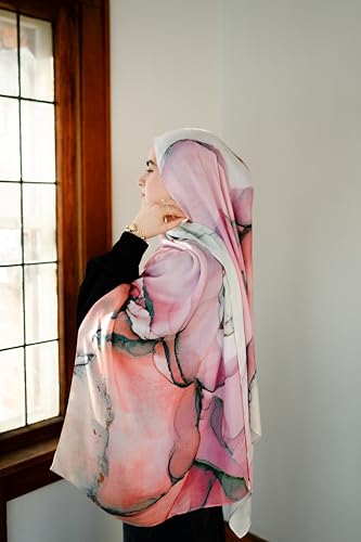 Women's Signature Lux Cotton-Modal Hijab Scarf. Soft, Breathable, Lightweight Wrap or Shawl for Modest Everyday Fashion - color: Pink Opal