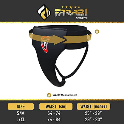 Farabi Female Groin Guard Boxing MMA Muay Thai Kickboxing Martial Arts Defense Fight Basketball Volleyball Football Hockey ice Hockey Cricket Athletics Combat L Guard Groin Protector. - color: Black