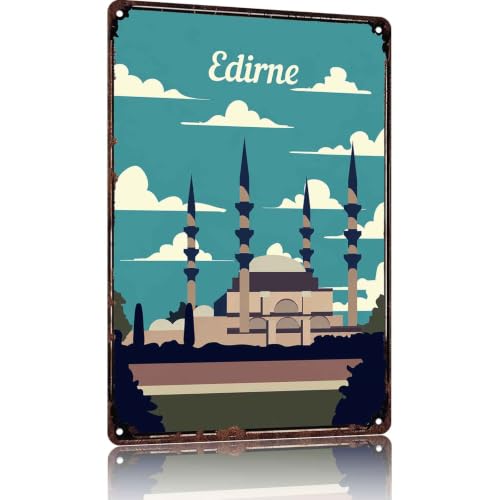 Retro Edirne Mosque Metal Sign 8x12 Inch For Home Indoor Outdoor Decor