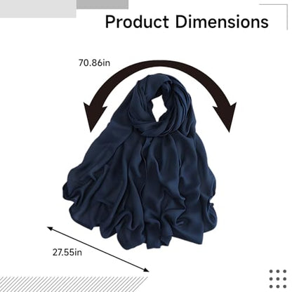 Modal Hijab Scarf for Women, 27.6 x 70.9 in, Dark Blue, Soft Lightweight Head Scarf, Fashionable Shawl for All Seasons & Occasions