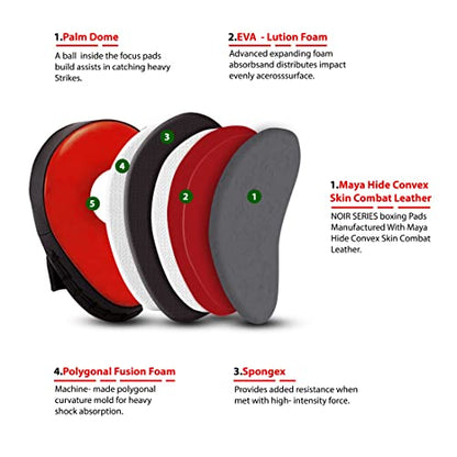 Green Hill Focus Mitts Boxing Pads - color: Red/Black