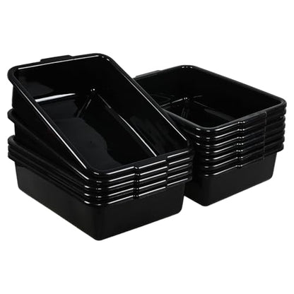 12-Pack Commercial Bus Tub Bin, 13 L Bus Box | Black Plastic Tote Box for Restaurant Dishwashing, Bussing Tables, Cleaning, Food Prep and Storage - size: 13 L