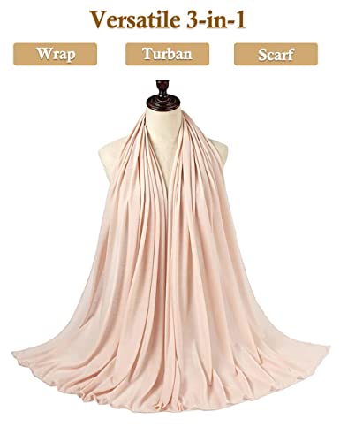 Nonbongoy Head Wraps for Black Women 71"x32" Long Soft Jersey Hijab Turban - color: 1-apricot Headwrap