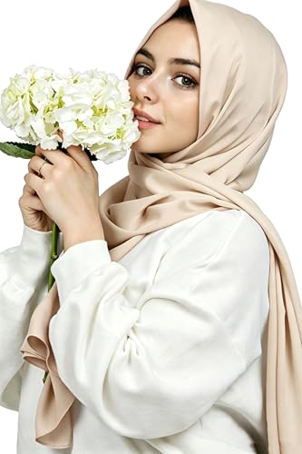 Lina & Lily Luxury Satin Hijab Head Scarf Shawl Wrap for Muslim Women Extra Long - color: Champagne