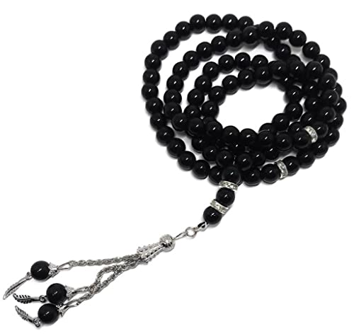 Muslim Tasbih 99 Bead AMN-325 Islam Car Mirror Hanging Ornament Prayer Rosary Misbaha Colorful Design Islamic Religion Eid Ramadan Gift (Black) - color: Black