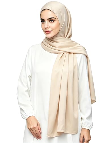 Lina & Lily Luxury Satin Hijab Head Scarf Shawl Wrap for Muslim Women Extra Long - color: Champagne