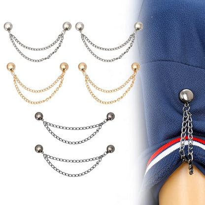 6Pcs Magnetic Clothing Pins with Chain, Strong Metal Magnet Clips for Hijab Hem, Shirt Sleeves, Pants Legs & Fabric Fixing