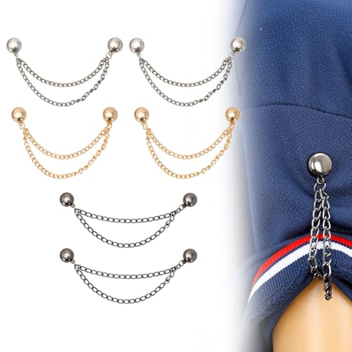 6Pcs Magnetic Clothing Pins with Chain, Strong Metal Magnet Clips for Hijab Hem, Shirt Sleeves, Pants Legs & Fabric Fixing
