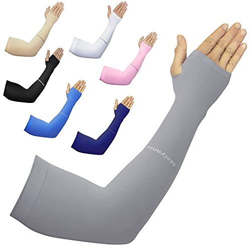 Cooling Arm Sleeves for Men & Women, UPF 50+ UV Protection - color: Grey-palm
