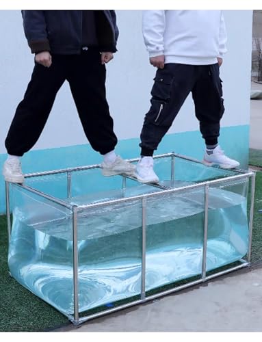 Temporary Holding Tank,Portable Water Storage Containers,Folding PVC Fish Pond,Transparent Aquarium Pool with Drain Valve(150x100x60cm) - size: 150x100x60cm