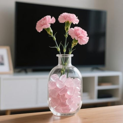 0.96LB Rose Quartz Aquarium Gravel Natural Crystal Crushed Vase Filler Fish Tank Decorative Succulent Rocks Bulk Tumbled Polished Irregular Shaped - color: Rose Quartz