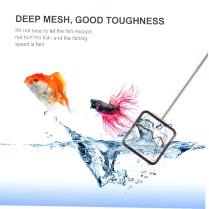 FRCOLOR 2pcs Extendable Stainless Steel Fishing Net with Fine Mesh, Portable Foldable Fish Tank Net for Freshwater Fishing Accessories and Fish Catching