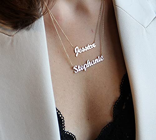 DayOfShe Custom Name Necklace for Women Gifts, 18K Gold Plated Layered Names Necklace Personalized Gifts for Birthday - color: Two Names-Silver