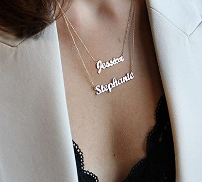 DayOfShe Custom Name Necklace for Women Gifts, 18K Gold Plated Layered Names Necklace Personalized Gifts for Birthday - color: Two Names-Silver