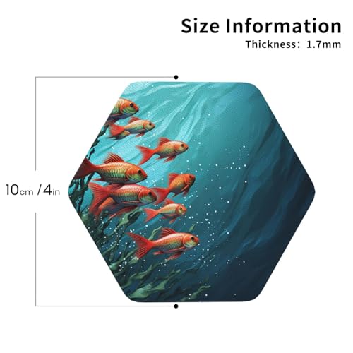 Drink Coasters Set of 4 Leather Coasters for Drinks Fish Aquarium Round Cup Mat Pad Easy Clean Bar Coasters Heat Resistant Funny Cup Coasters for Tabletop Protection,4 Inches - color: Hexagon