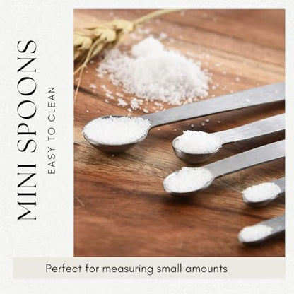 2 Pack Teaspoon Measuring Spoons, 1/4 tsp, 1/8 tsp, 1/16 tsp, 1/32 tsp, 1/64 tsp Mini Measuring Spoons Set, Stainless Steel Cooking Baking Tiny Measuring Spoon for Powders, Spices, Salt - size: 2Pack 5Pcs Mini