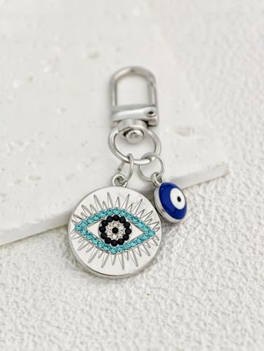 Blue Evil Eye Keychain Hamsa Hand Protection Keyring Good Luck Amulet for Purse Keys,Spiritual Gift for Women Men - color: Big Eyes