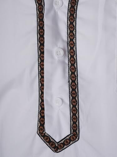 Mens Kaftan Thobe V-Neck Half Sleeve Muslim Robe Dubai Long Gown Saudi Arab Thobe Robes for Summer Beach - color: White, size: 5X-Large