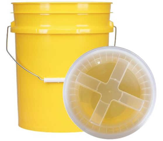 5 Gallon Food Grade Plastic Bucket with Air Tight Screw on Lid Made in USA Container (Yellow Bucket with Clear lid) - color: Yellow Bucket With Clear Lid
