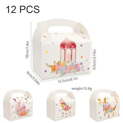 Sanfly Eid Mubarak Candy Box 12 Pack Ramadan Boxes Eid Mubarak Gift Boxes Star Moon Lantern Party Favor with Handle for Eid Fitr - color: A