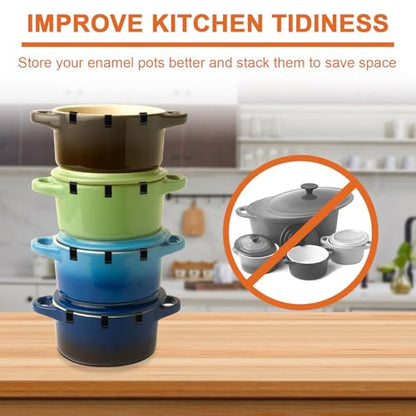 Gosknor 12pcs Dutch Oven Lid Protector Clips, Silicone, Black, Round, Oval, Accessory - color: black
