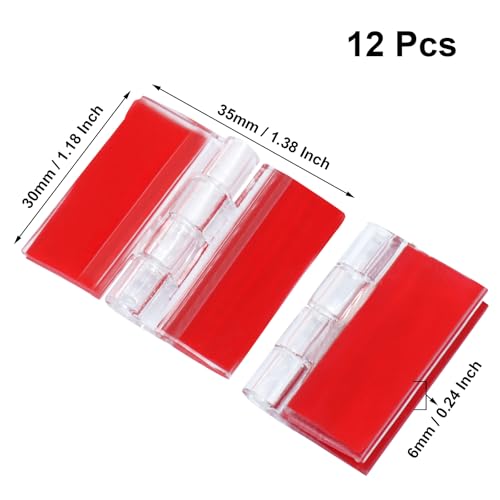 Hitefu Clear Acrylic Hinges, 30 * 35mm, 12 Pcs | Invisible, Self Adhesive, For Aquarium Lids, Cabinets, Display Stands & DIY Furniture - size: 30*35mm