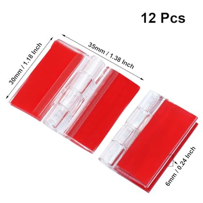 Hitefu Clear Acrylic Hinges, 30 * 35mm, 12 Pcs | Invisible, Self Adhesive, For Aquarium Lids, Cabinets, Display Stands & DIY Furniture - size: 30*35mm