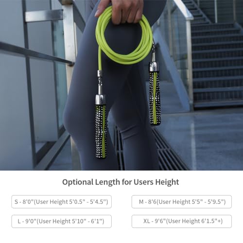 HEREROPE 1/4LB Weighted Jump Rope for Speed, Cardio, Boxing & Workout, Skipping Rope with Ball-bearing, Comfortable & Ergonomic Grip, Tangle Free Cable, Jump Ropes for Men Women Fitness - size: XL-9'6" (User Height 6'0"+ )