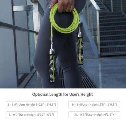 HEREROPE 1/4LB Weighted Jump Rope for Speed, Cardio, Boxing & Workout, Skipping Rope with Ball-bearing, Comfortable & Ergonomic Grip, Tangle Free Cable, Jump Ropes for Men Women Fitness - size: XL-9'6" (User Height 6'0"+ )