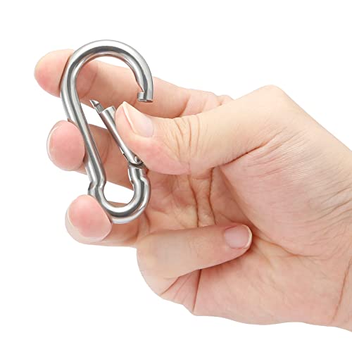 Stainless Steel Spring Snap Hook Carabiner - 304 Stainless Steel Caribeener Clips, Set of 6 - color: Silver, size: 2.75 Inch
