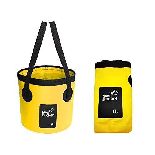 Collapsible Bucket with Handle, Multifunctional Foldable Water Container for Camping, Hiking, Traveling, Fishing, Washing, Gardening, Waterproof, Durable, Lightweight, Black - color: Sfvyellow