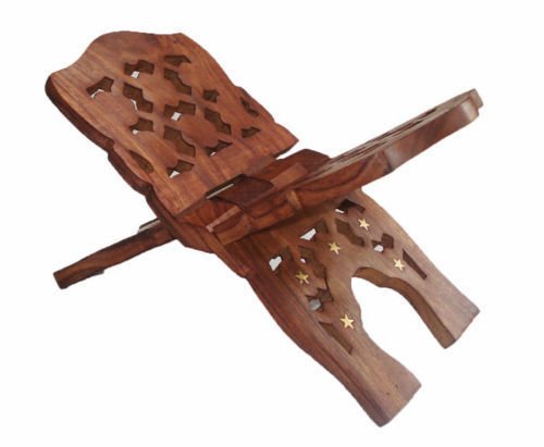 Wooden Holy Book Stand Gita Quran Bible Holder Support Rehal handcarved