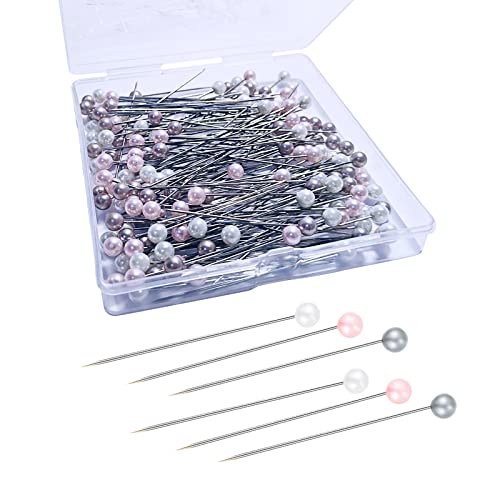 200PCS Corsage Pins, Teardrop Pearl Sewing Pins, Long 2inch Straight Sewing Wedding Bouquet Pins for Wedding, Jewelry DIY Decoration, Quilting and Craft (150PCS,3 Colors) - color: 150pcs,3 Colors