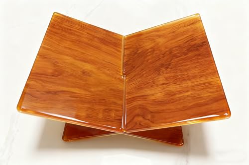 Wood Grain Acrylic Book Stand, X-Shaped Open Book Display Stand & Cookbook Holder for Kitchen Counter, Coffee Table, Bible, Quran, Magazines, Textbooks, Recipes