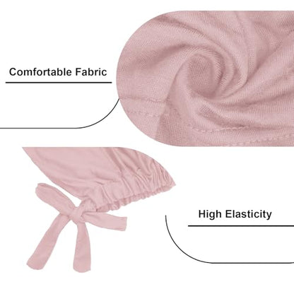 5Pcs Islamic Muslim Under Hijab Cap Inner UnderScarf for women Inner Under Scarf Hat Hijab Cap with Tie Back Closure - color: White\khaki\snowdrop\pink\beige