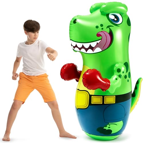 JOYIN Inflatable T.rex Dinosaur Bopper 47 Inches, Bop Bag Inflatable Punching Toy, Kids Punching Bag with Bounce-Back Action
