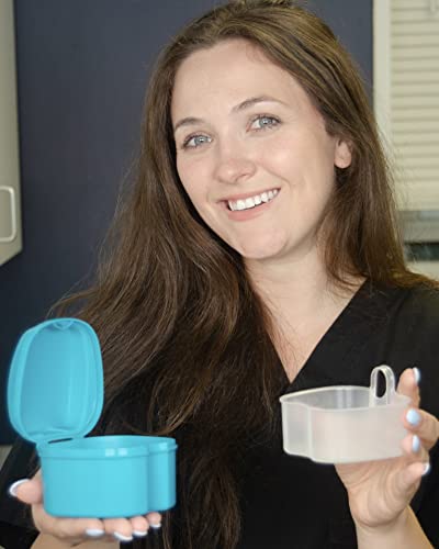 Denture Case, Denture Box with Strainer, Night Cleaner Denture Bath Box for Retainer, Mouthguard, False Teeth, and Denture Cleaning (Teal) - color: Teal