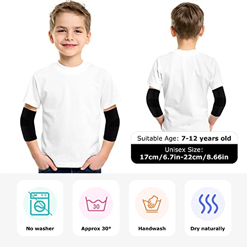 Kasyat 2 Pairs Kids Elbow Brace Knit Compression Elbow Sleeve Compression Brace Gym Arm Sleeve Gym Joint Support for Boys and Girls Teen Weight Lifting Sports (Large) - size: Large