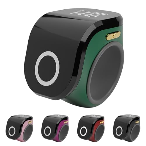 Electronic Finger Counter Clicker Ring, Digital Tally Counter with Vibration for Prayer & Dhikr, Tasbih Counting Rechargeable Row Counter Ring - color: Green