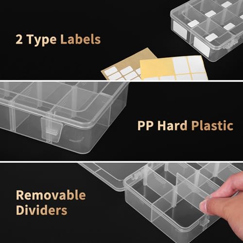 QUEFE 4 Pack 8 Grids Bead Organizers and Storage Tackle Box Organizer Plastic Organizer Box with Removable Dividers or Candies Snacks Electronics Jewelry Small Parts - size: 4pcs