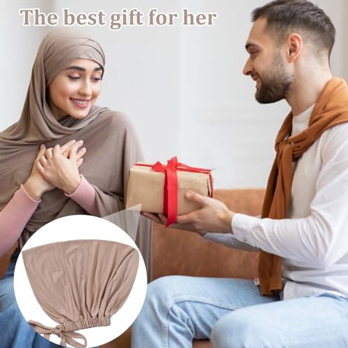 4PCS Hijab Underscarf Hijab Undercap Non Slip Hijab Cap Breathable Adjustable Hijab Underscarf with Tie-Back Closure Hijab Cap for Women