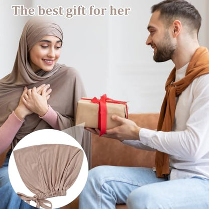 4PCS Hijab Underscarf Hijab Undercap Non Slip Hijab Cap Breathable Adjustable Hijab Underscarf with Tie-Back Closure Hijab Cap for Women