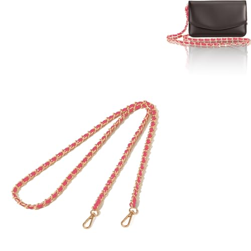 2 Pcs Purse Chain Strap, 47" Gold Chain with Leather, Crossbody Bag Replacement Straps,Handbag Chain for Shoulder Bags - color: Rose