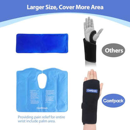 Comfpack Wrist Ice Pack for Carpal Tunnel, Reusable Hot Cold Therapy Hand Ice Pack Wrap Wrist Ice Brace for Hand Surgery, Rheumatoid, Tendinitis, Swelling, Injuries, Pain Relief