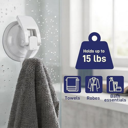 Heavy Duty Vacuum Suction Cup Hooks, White Plated Polished Super Suction for Kitchen Bathroom, 2 Pack - color: White