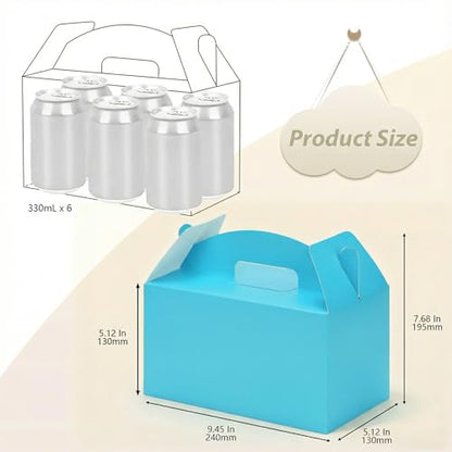 Papertide Blue Gable Box with Handles, 30 Pack 9.45×5×5 inch Sturdy Colorful Cardstock treat Boxes for Christmas Birthday Party Favors, Premium Presentation Boxes with Lids - color: Blue